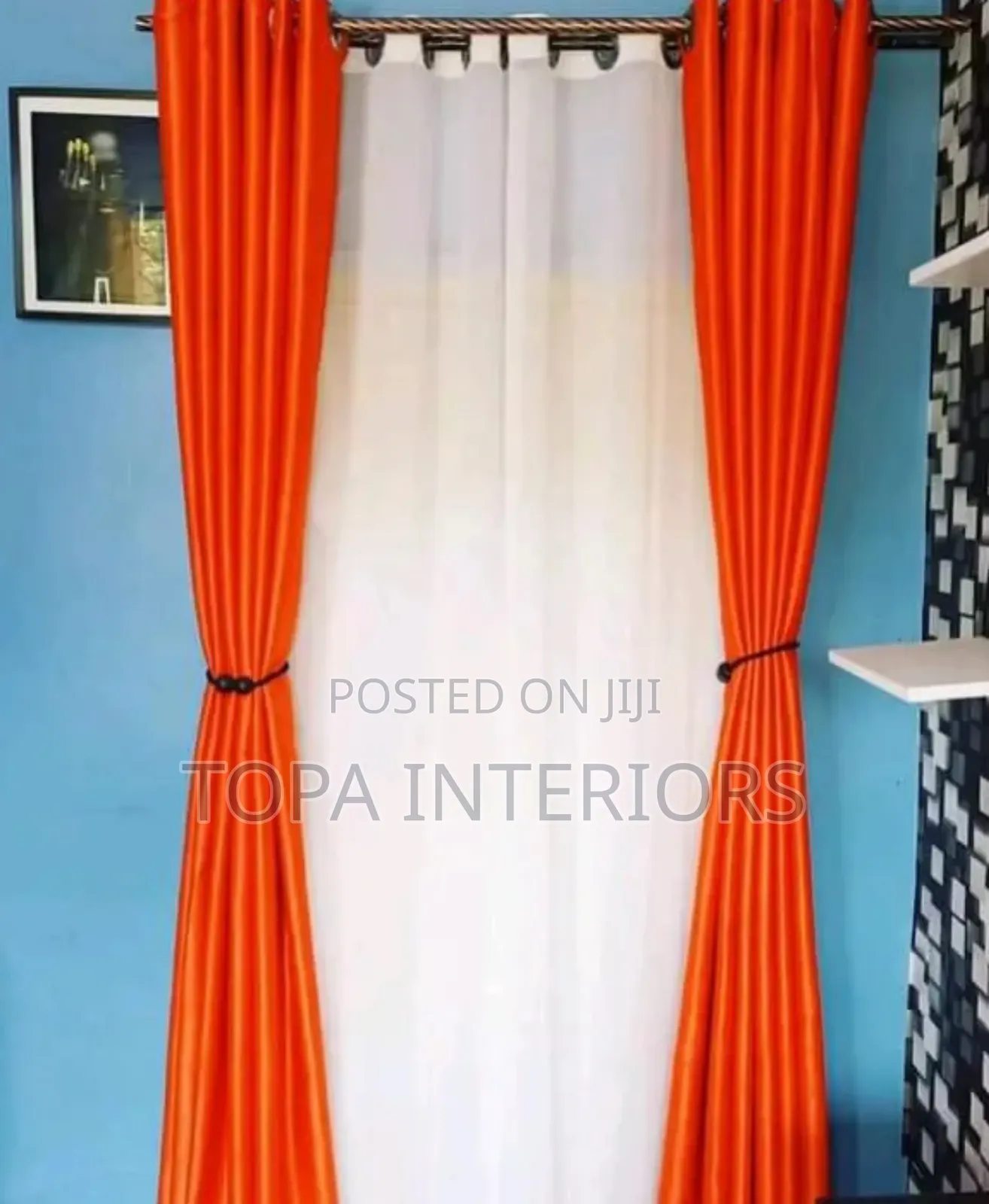 Plain Colour Orange Curtains for House Privacy