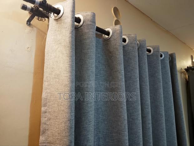 Light Grey Pole Design Window Curtains