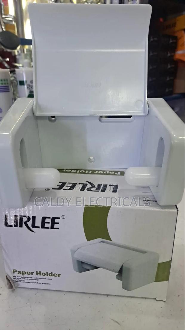 White Lirlee Plastic Toilet Paper Holder or Tissue Dispenser.