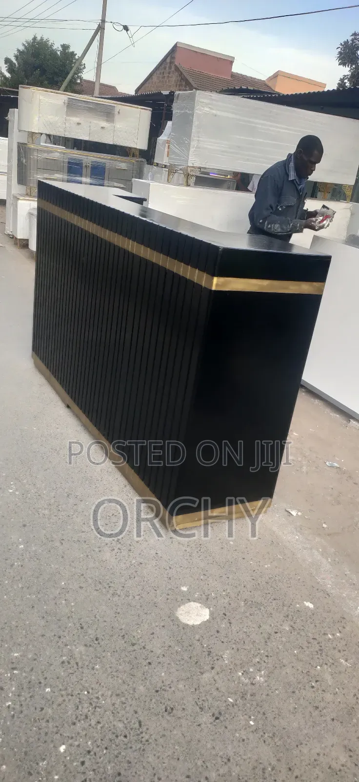 Black Gold Reception Desk