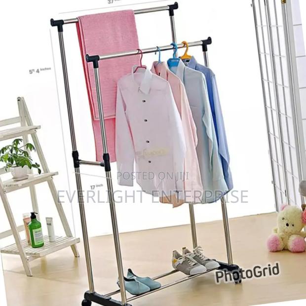 Double Pole Stainless Steel Coat Rack - main view