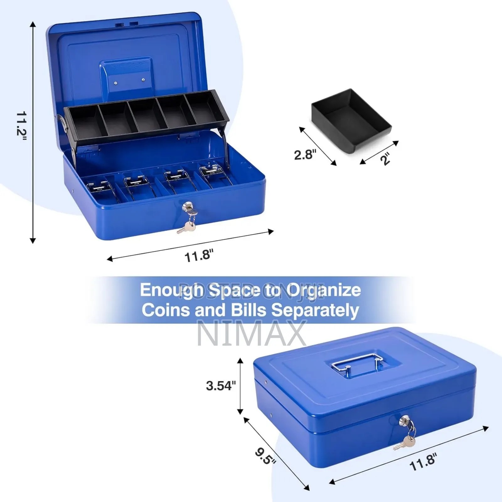 Cash Box Large 12 Inches With Coin Slot