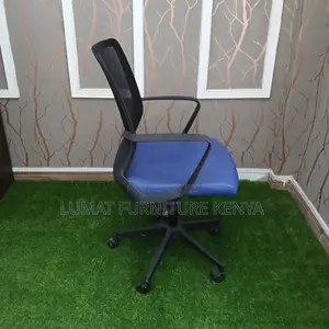 Captain Mesh Office Chair (Blue Leather Seat Black Mesh Back)