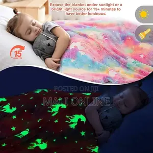 Glow in the Dark Unicorn Blanket for Kids Soft Fleece Throw
