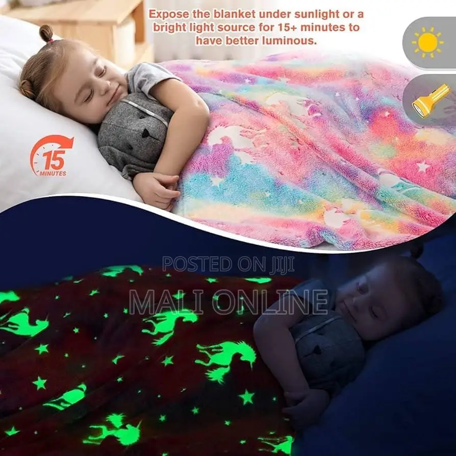 Glow in the Dark Unicorn Blanket for Kids Soft Fleece Throw