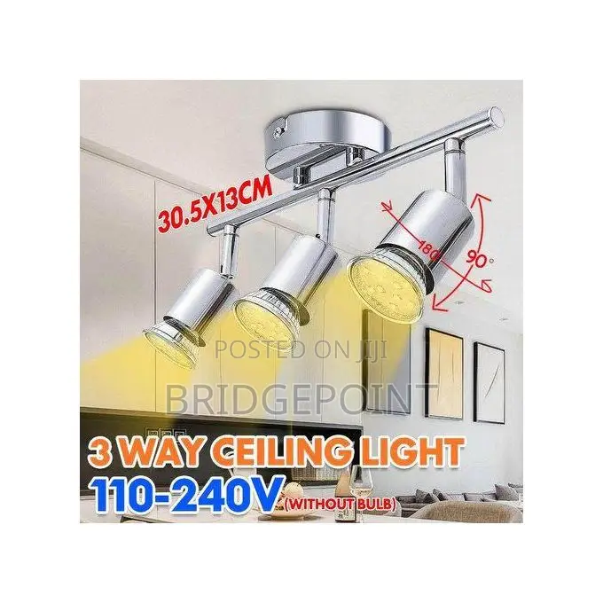 3 Way Adjustable Ceiling Light Wall Lamp Spotlight + Free Bulbs