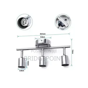 3 Way Adjustable Ceiling Light Wall Lamp Spotlight + Free Bulbs
