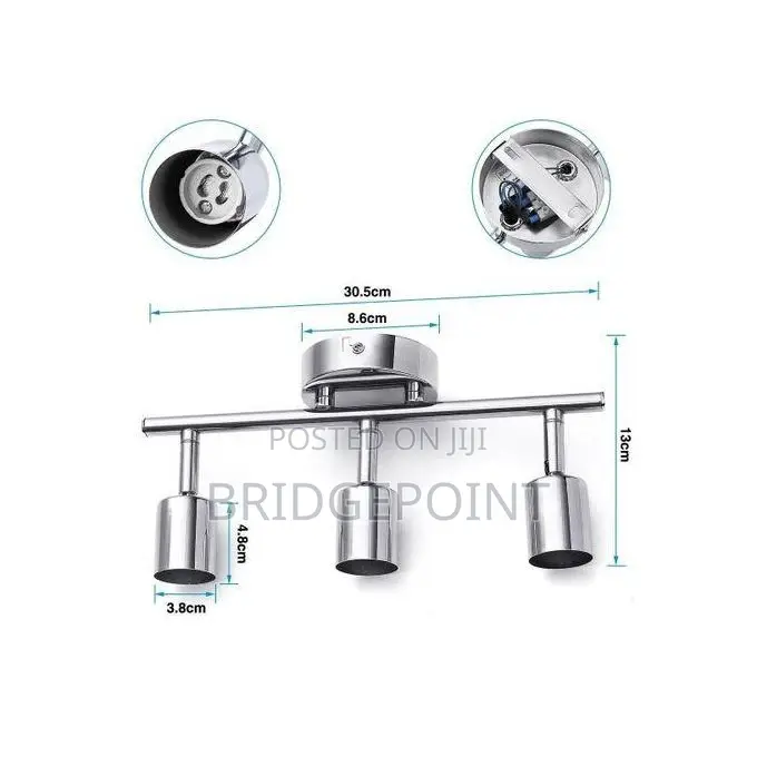 3 Way Adjustable Ceiling Light Wall Lamp Spotlight + Free Bulbs