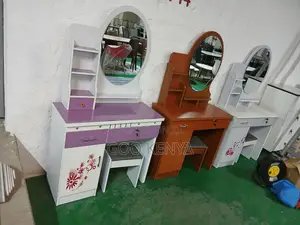 Home Dressing Table; Wooden Vanity Table With Fixed Mirror For Bedroom