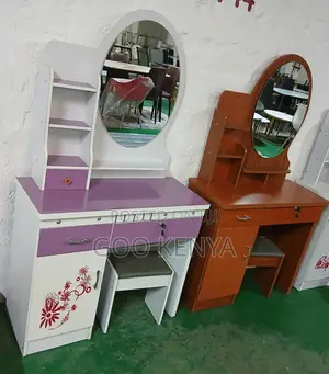Home Dressing Table; Wooden Vanity Table With Fixed Mirror For Bedroom