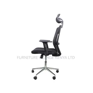 Black Mesh Office Chair ~ Ergonomic Headrest With Chrome Base