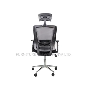 Black Mesh Office Chair ~ Ergonomic Headrest With Chrome Base