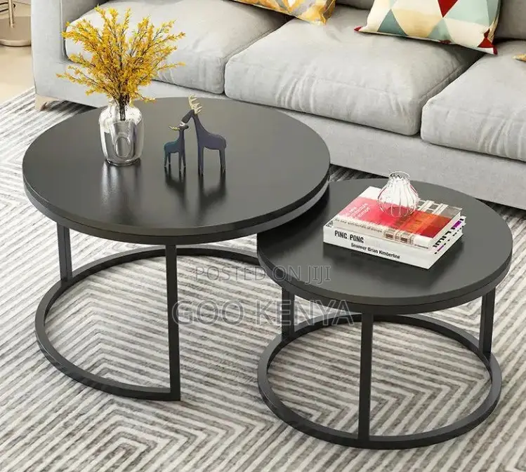 Home Table Set; Compact Round Marble Coffee Table Set For Apartments