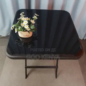 Home Table; Black Foldable Outdoor Glass Dining Table- 4 Seater