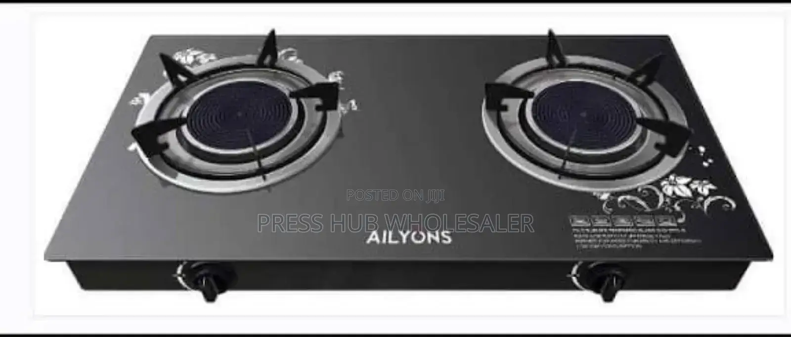 Ailyons Double-Burner Glass-Top Gas Cooker.