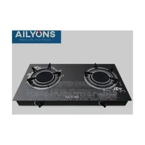 Ailyons Double-Burner Glass-Top Gas Cooker. "