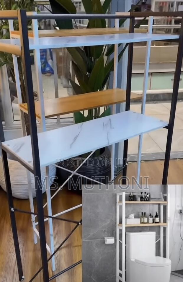 White / Black 2-Tier Over-the-Toilet Storage Rack - thumbnail 2