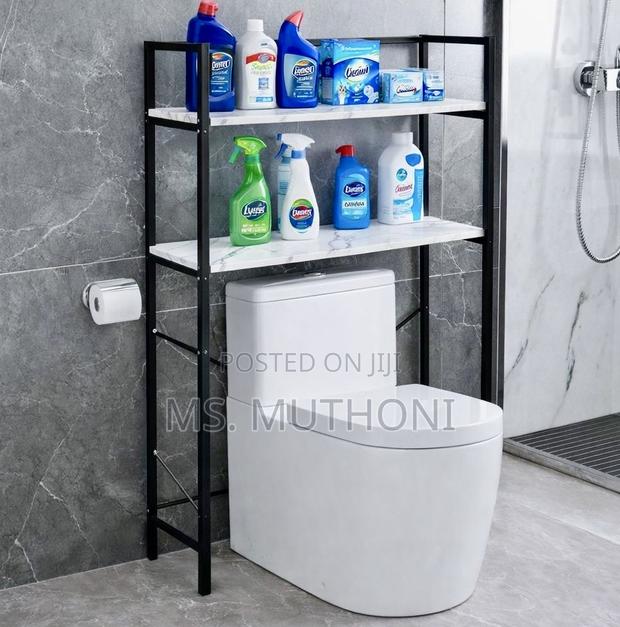 White / Black 2-Tier Over-the-Toilet Storage Rack - main view