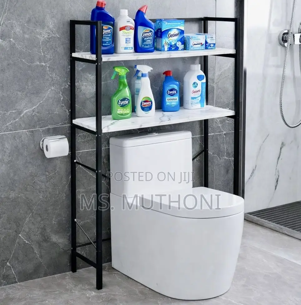 White / Black 2-Tier Over-the-Toilet Storage Rack