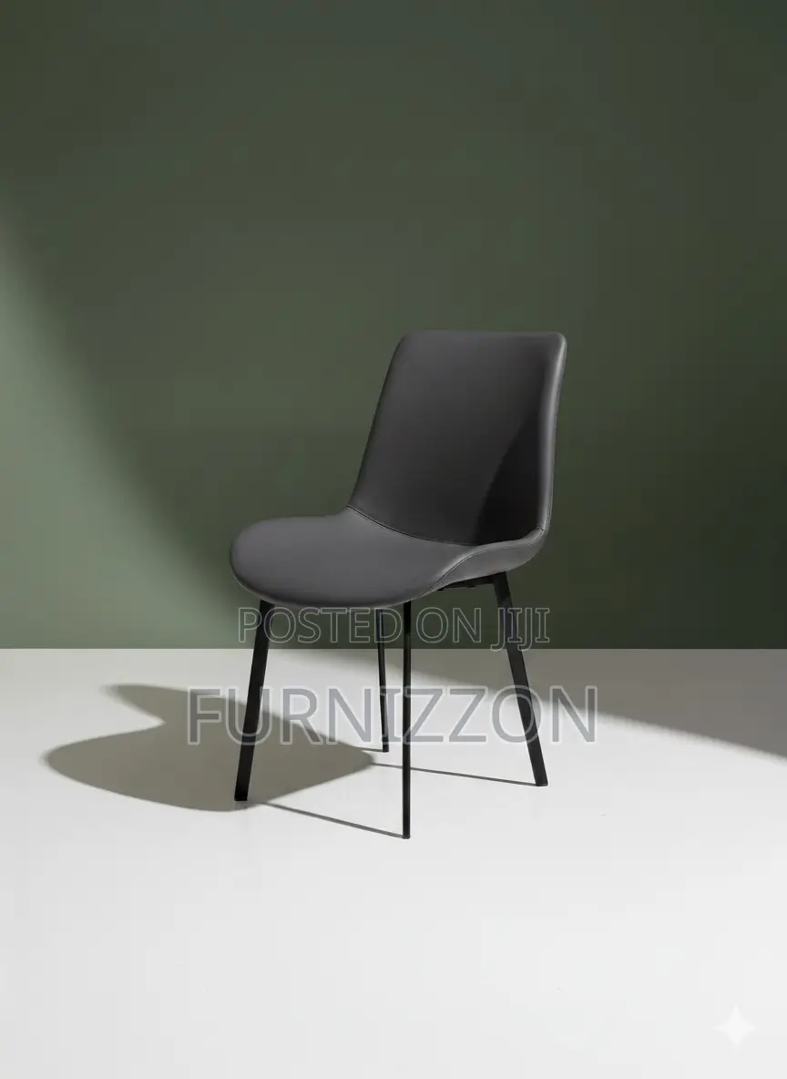Modern Dark Grey Dining Chair With Aluminium Frame