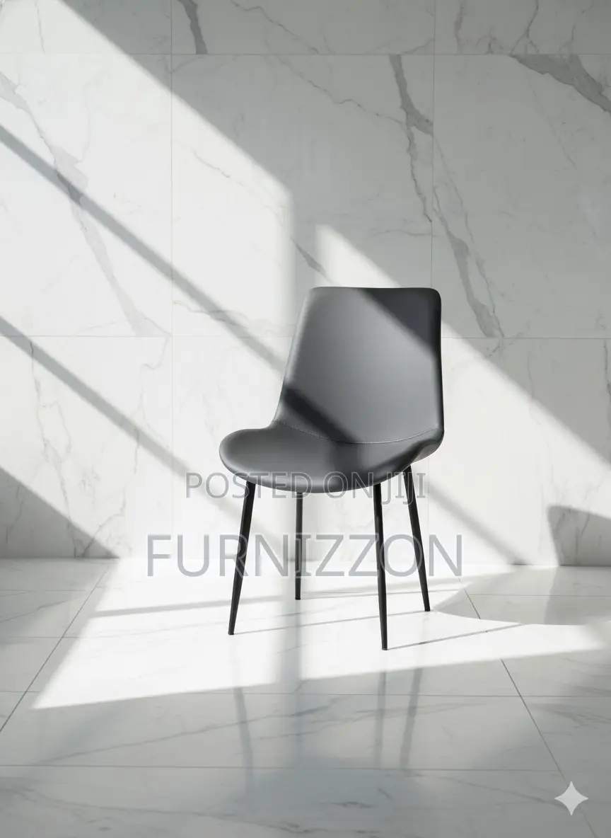 Comfortable Dark Grey Padded Dining Chair for Home and Hotel