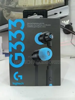 Logitech G333 Gaming Earphones in Black and Blue.