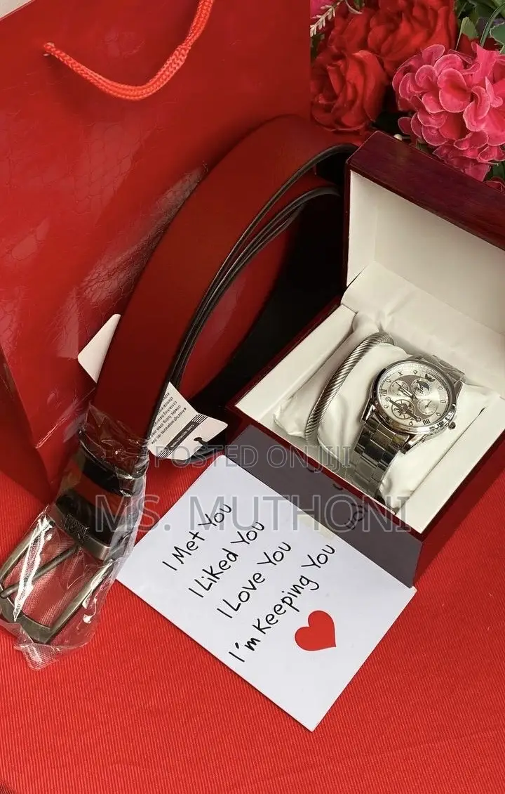  Belt Watch Gents Valentines / Birthday Gift Set