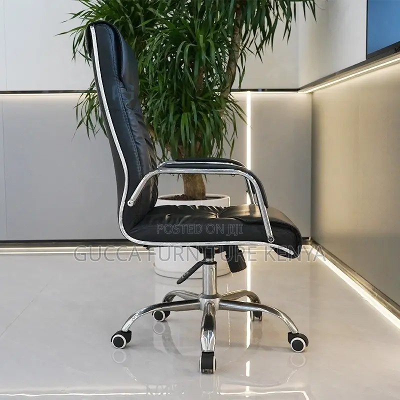 Executive Black Swivel Leather Office Chair