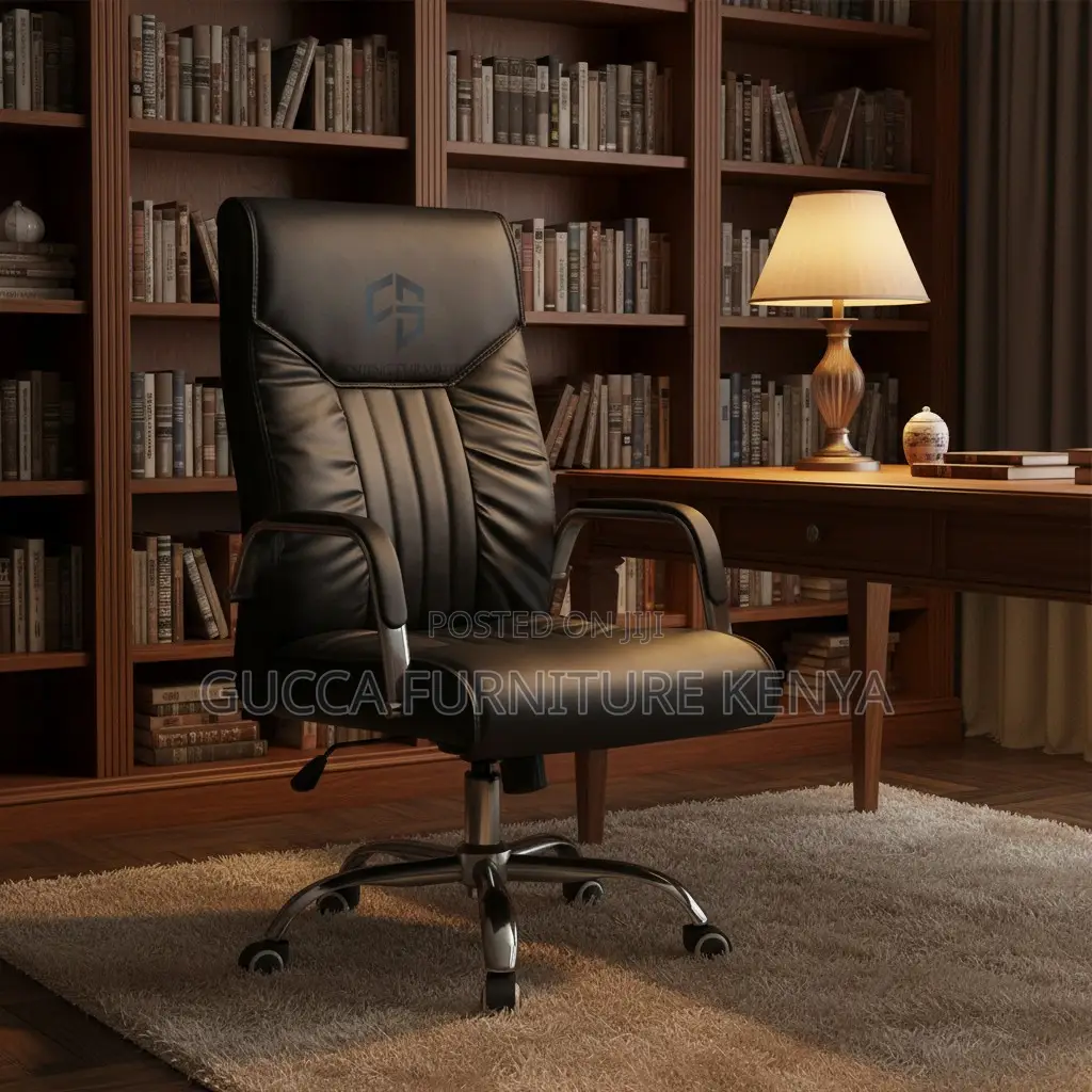 Executive Black Swivel Leather Office Chair