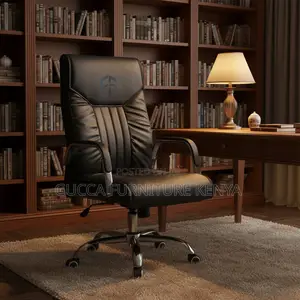 Executive Black Swivel Leather Office Chair