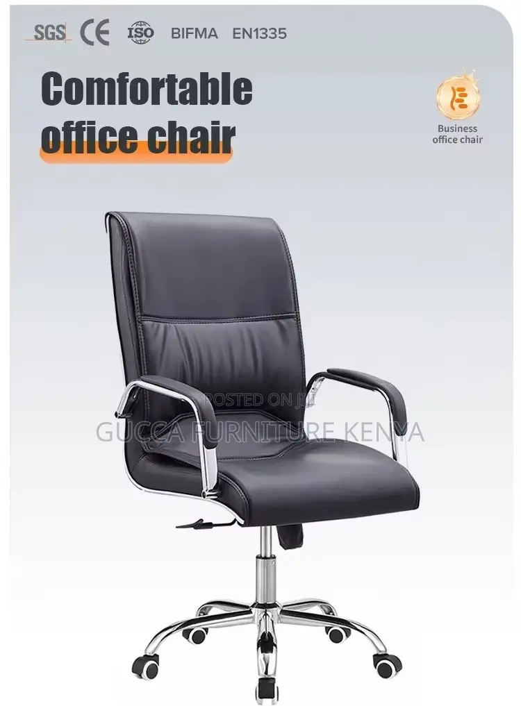 Executive Black Swivel Leather Office Chair
