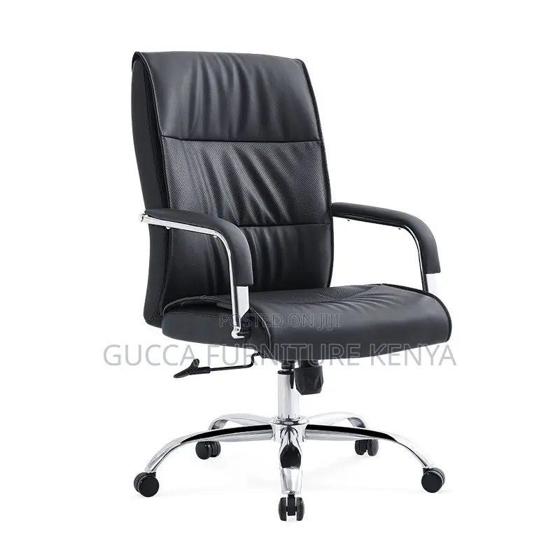 Executive Black Swivel Leather Office Chair
