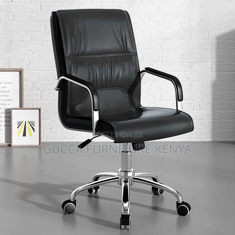 Executive Black Swivel Leather Office Chair