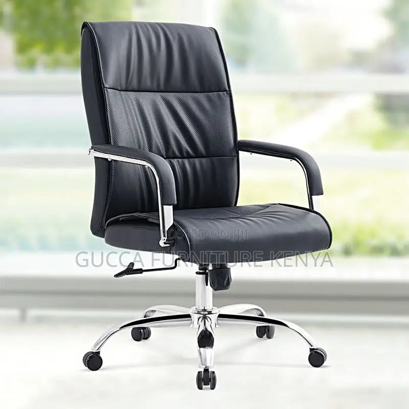 Executive Black Swivel Leather Office Chair