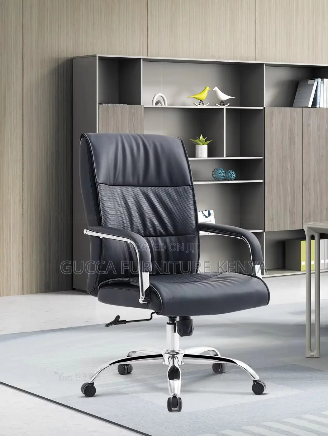 Executive Black Swivel Leather Office Chair