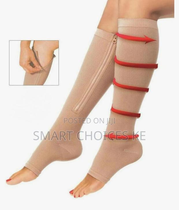 Open Toe Full Lenghth Compression Calf Socks - thumbnail 2