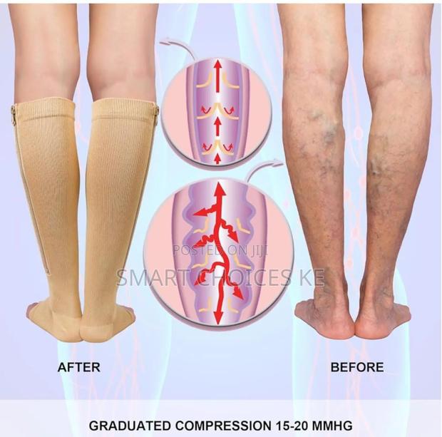 Open Toe Full Lenghth Compression Calf Socks - thumbnail 3