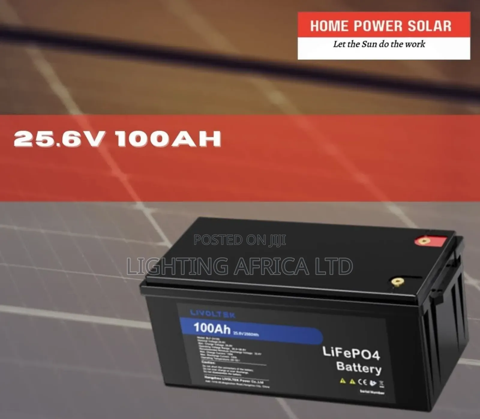 25.6v - 100ah Heavy Duty Lithium Ion Solar Battery 6000 Life Cycle