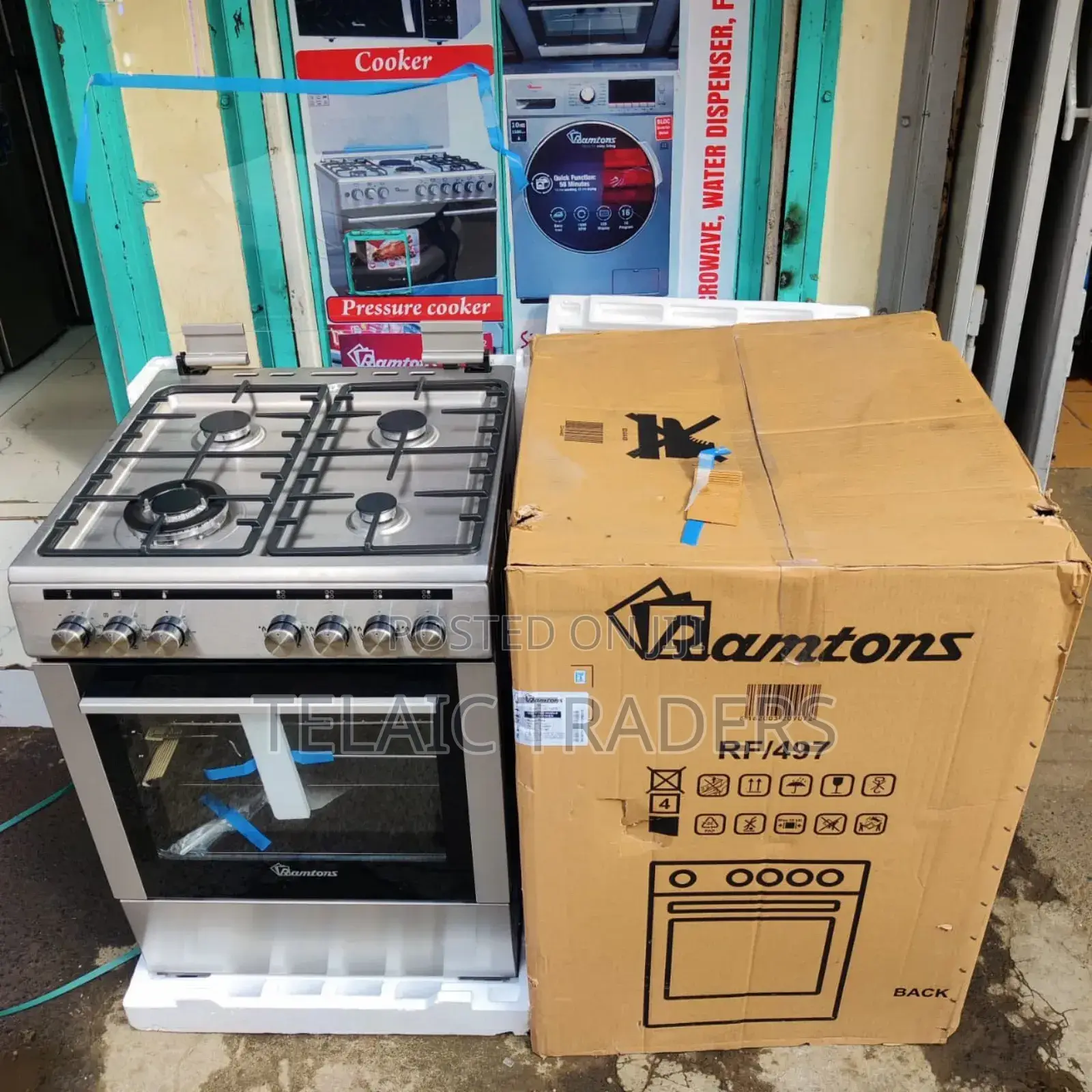 Ramtons Standing Cooker 60cmx60cm 4gas (1 Wok) Electric Oven Rf497