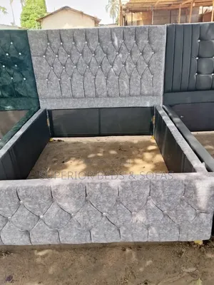 Button-Detail Upholstered Bed