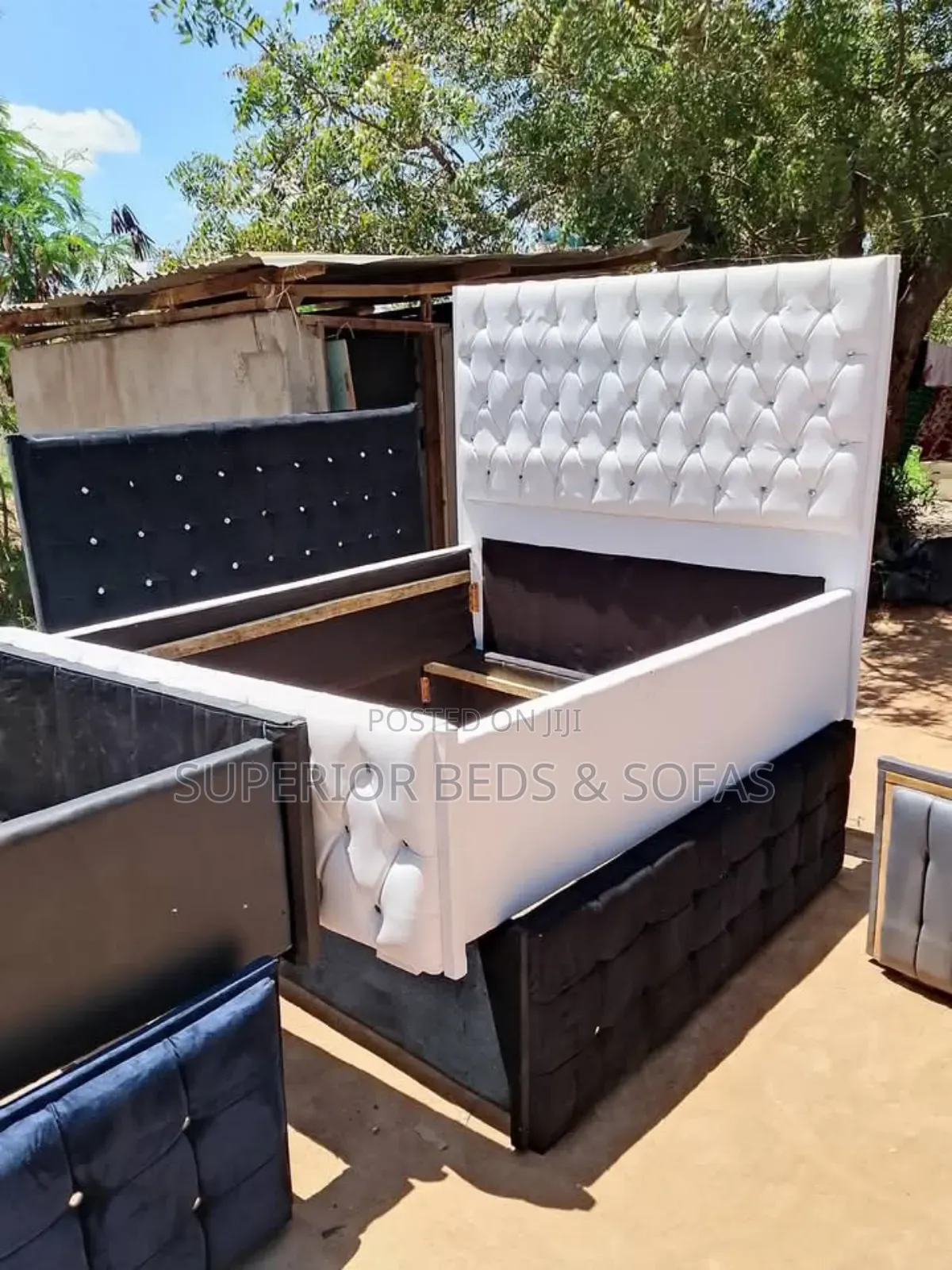 Quality White Tufted 5 by 6 Bed