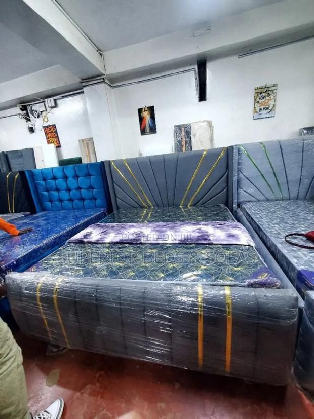 Padded Black Bed Frame Size 5 by 6 - main view