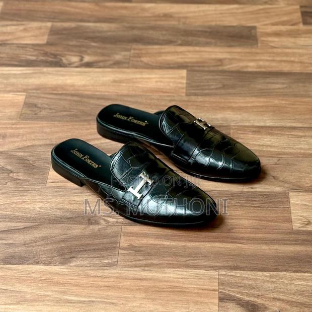 John Foster Brown / Black Crocodile-Patterned Leather Half-Shoes - thumbnail 2
