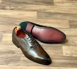 Genuine Leather John Foster Brown/ Black Leather Formal Derby Shoes.