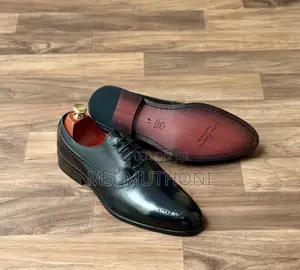 Genuine Leather John Foster Brown/ Black Leather Formal Derby Shoes.
