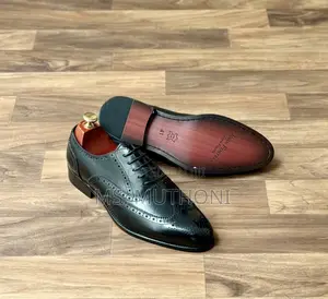 Genuine Leather John Foster Brown/ Black Leather Formal Derby Shoes.