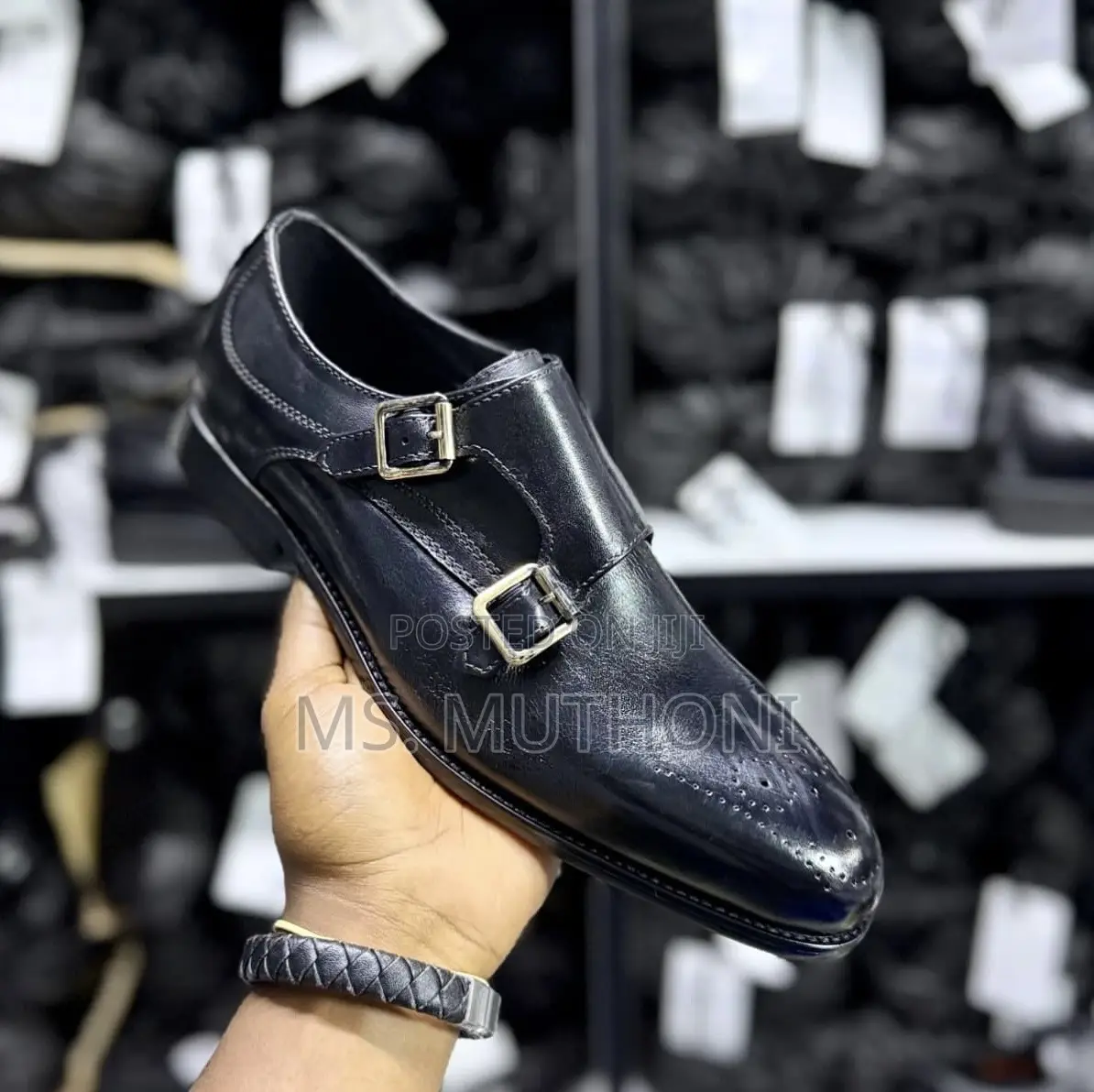 John Foster Double Monk Strap Shoes Leather With Broguing Detai