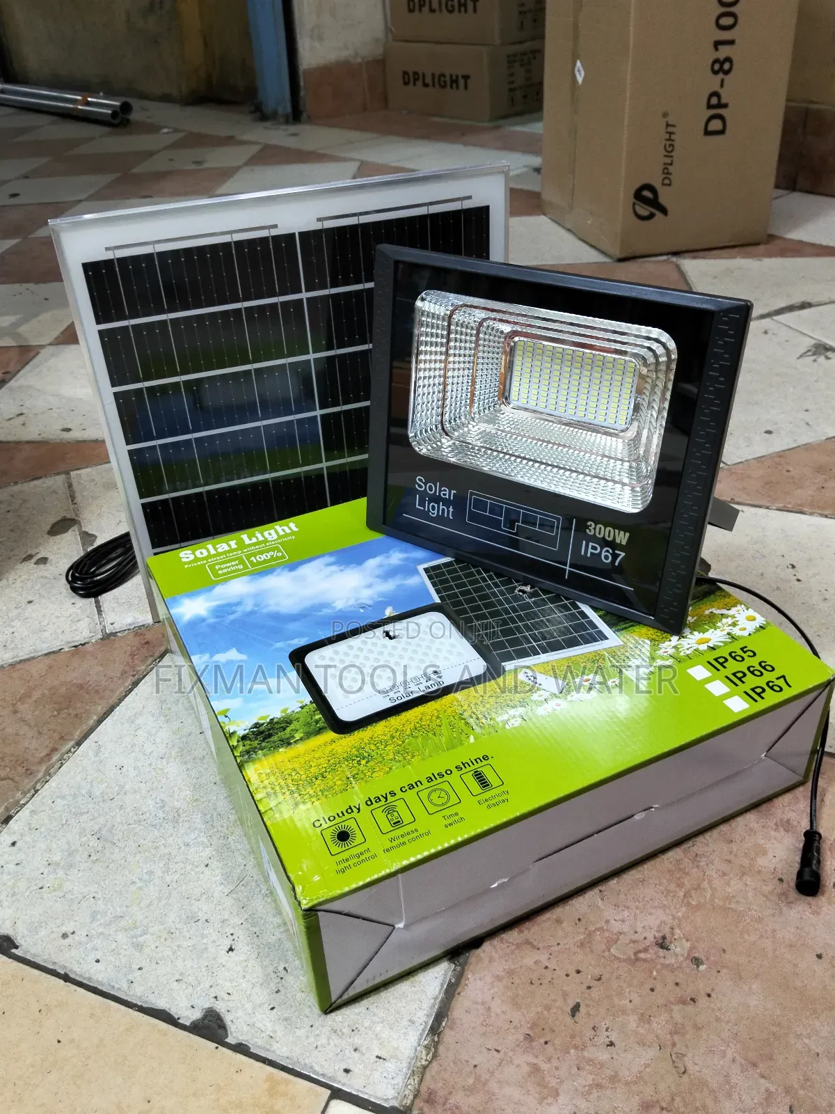 Dark Master Security Ip 67 Solar Floodlight 300 Watts +Panel