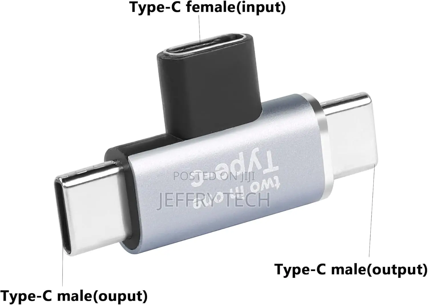 2 in 1 Usb C Adapter,Usb Type-C Female to Dual Male Splitter Support 5