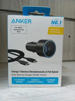 Anker Nano Car Charger 167.5w, 3 Ports - Black
